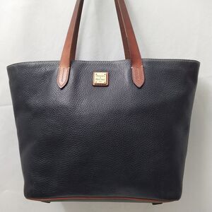 Dooney & Bourke Blac Pebbled Leather Double Handles Zipper Closure Tote Bag